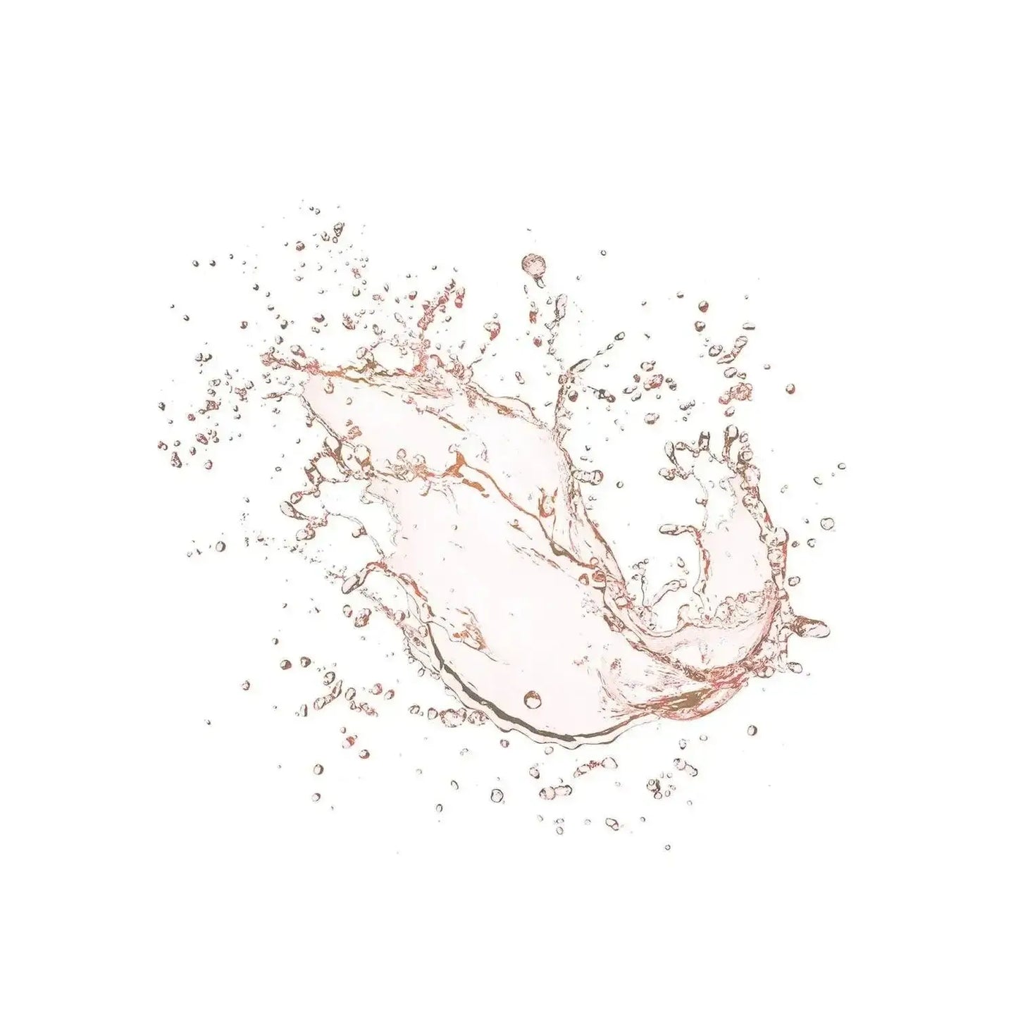 Splash of Mario Badescu rosewater toner with a clear liquid and droplets, highlighting hydrating properties.