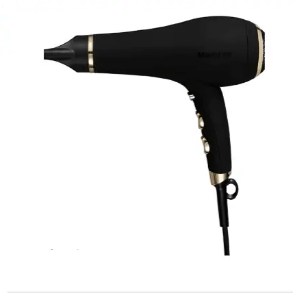 The Hair Lab by Mark Hill professional hairdryer in sleek black design with gold accents, ideal for fast drying and frizz control.