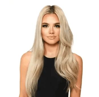 Model with long, blonde hair showcasing beachy waves styled with Mark Hill Pick 'N' Mix curling wand.