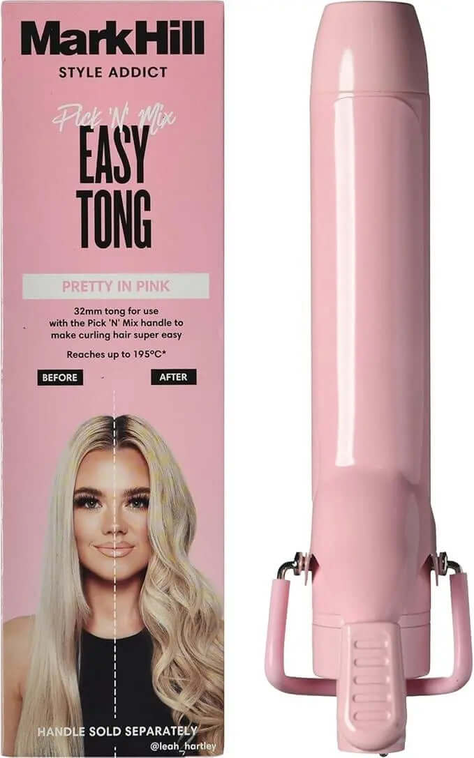Mark Hill Pretty In Pink Easy Tong Barrel 32mm hair curler for large, voluminous curls with sleek design.