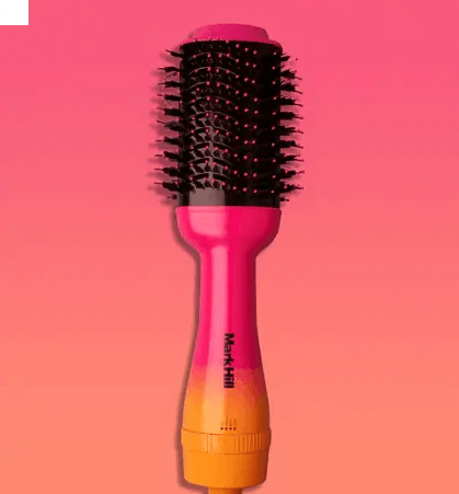 Mark Hill Style Addict Hot Air Brush features a pink and orange design for drying and styling hair effortlessly.