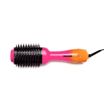 Mark Hill Style Addict hot air brush in vibrant pink and orange, designed for easy drying and styling.