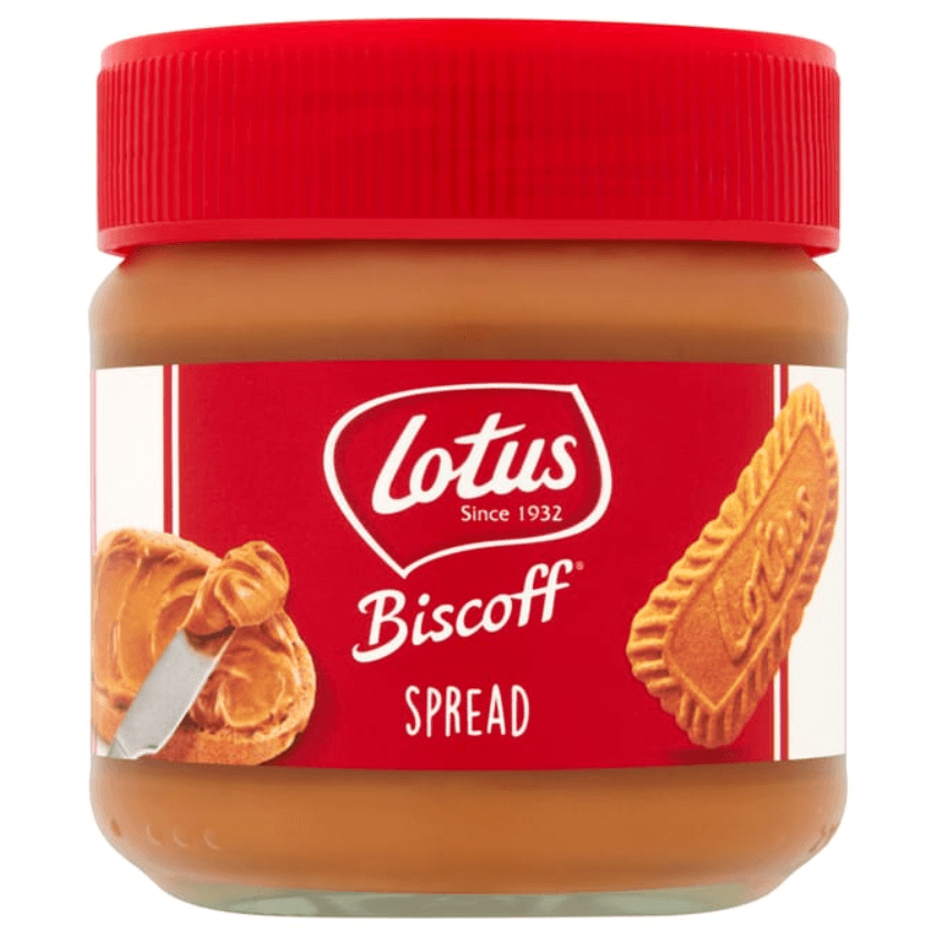 Lotus Biscoff Smooth Spread 200g jar with caramelized biscuit, perfect for snacks and desserts.