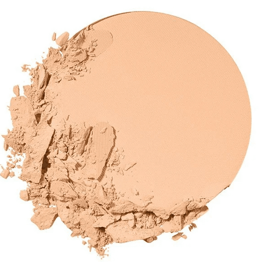 Fit Me Matte + Poreless Pressed Powder in a beige shade, showing smooth texture and loose powder surrounding a compact.