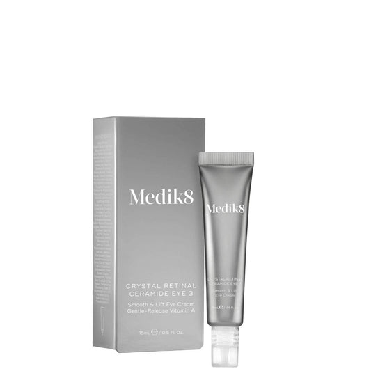 Medik8 Crystal Retinal Ceramide Eye 3 15ml eye serum, targets fine lines, puffiness, moisture and dullness.