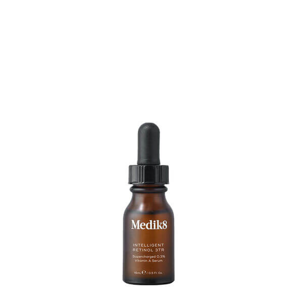 Medik8 skincare serum bottle with dropper on a white background