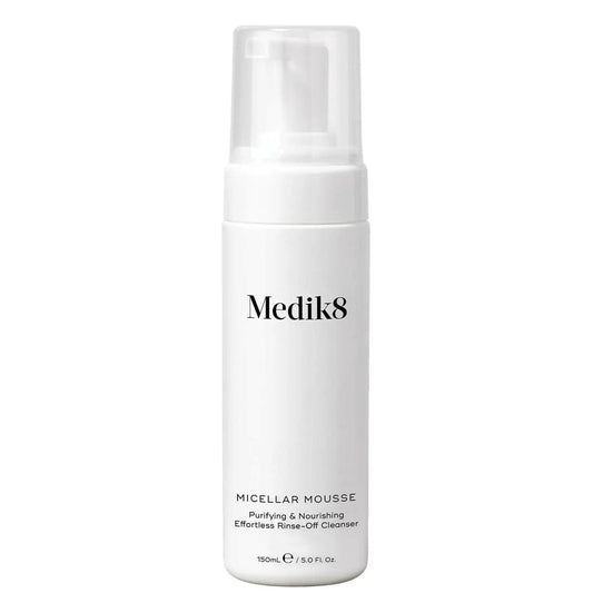 Medik8 Micellar Mousse 150ml, a purifying and nourishing rinse-off cleanser for glowing skin.