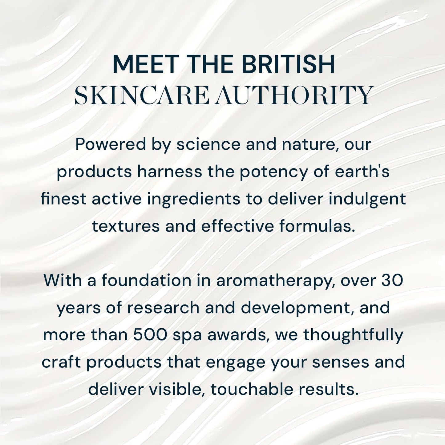 Text about the British ELEMIS Skincare Authority on a white background