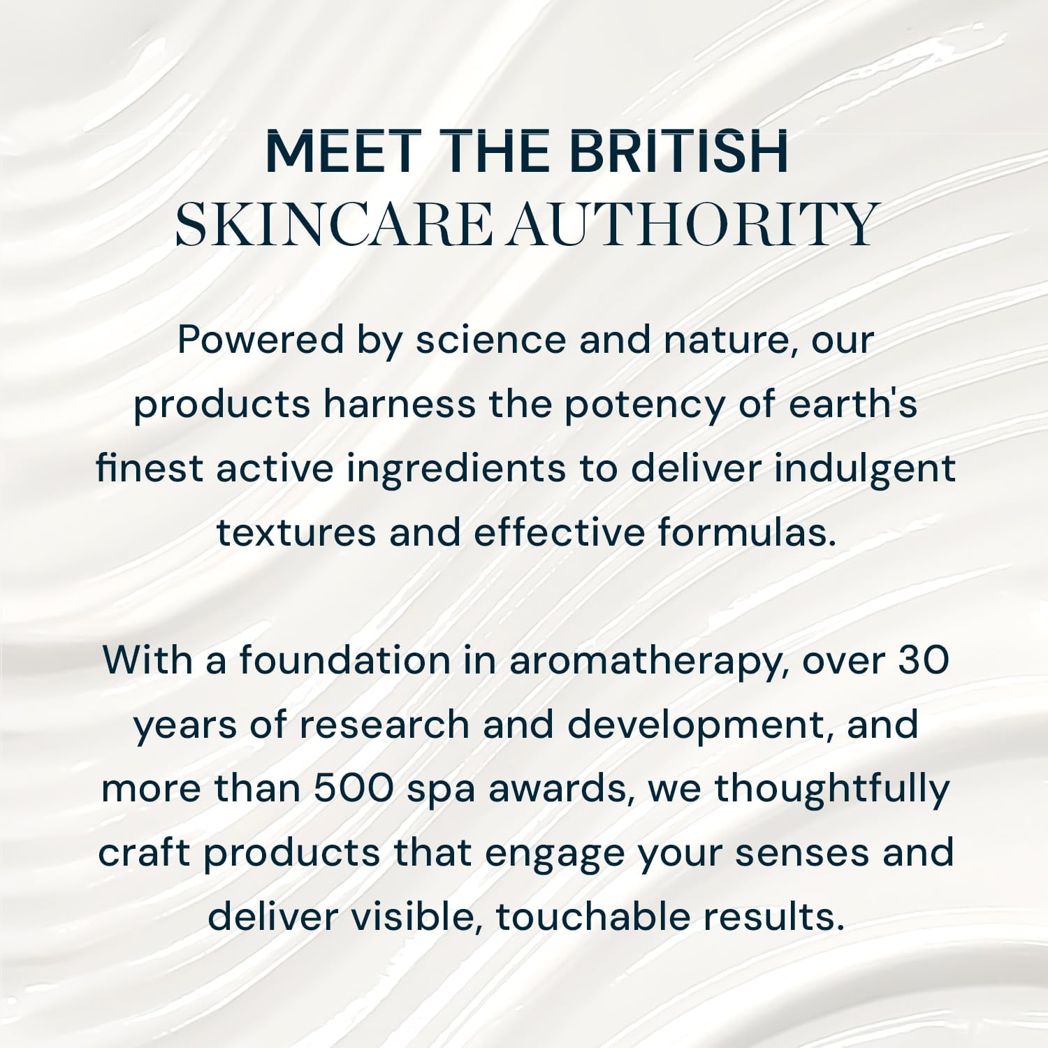 Text about the British ELEMIS Skincare Authority on a white background