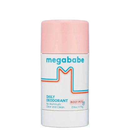 Megababe Rosy Pits Daily Deodorant, aluminum-free formula for fresh, clean protection all day.