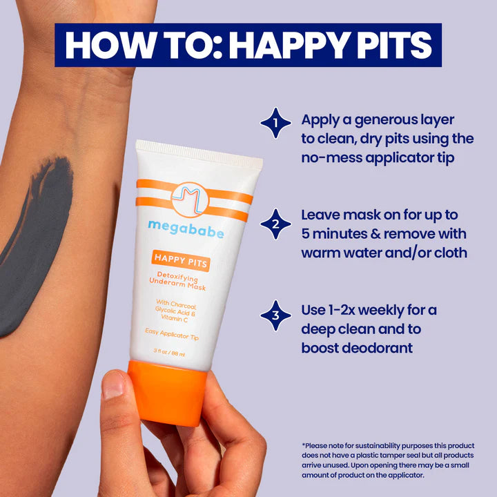 Megababe Happy Pits detoxifying underarm mask on a white background