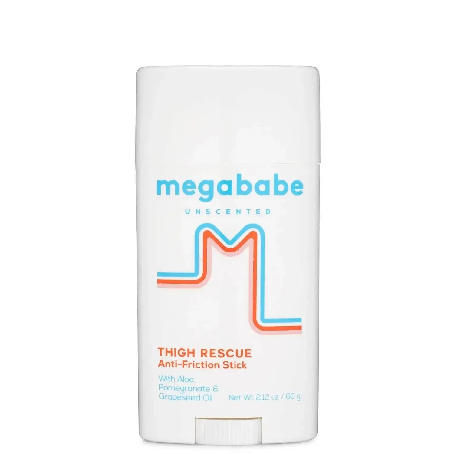 Megababe Unscented Thigh Rescue 60g anti-friction stick for chafe protection with aloe and pomegranate.