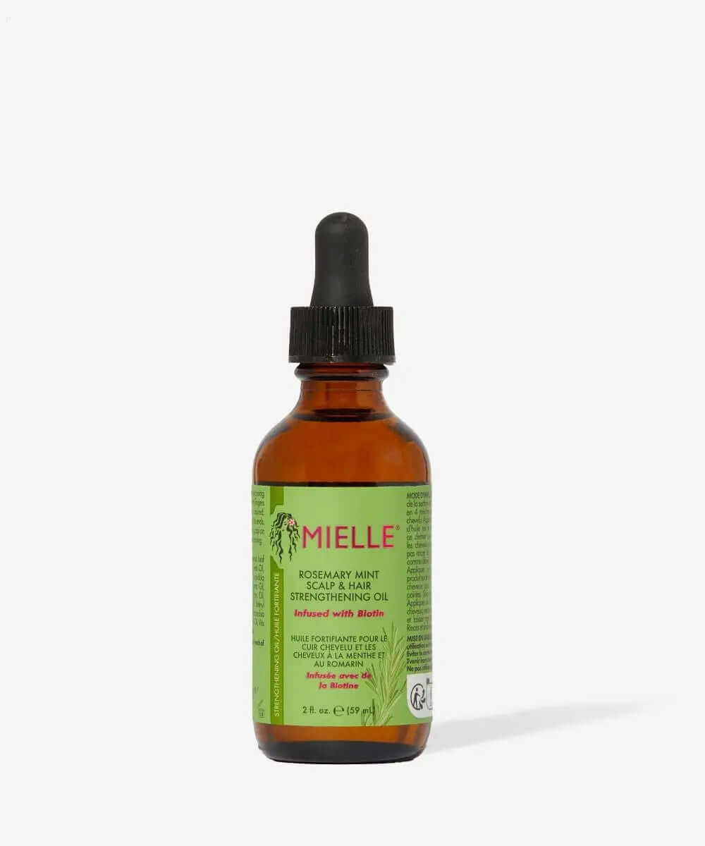 MIElle Organics Rosemary Mint Scalp & Hair Strengthening Oil 59ml bottle for nourished, stronger hair.