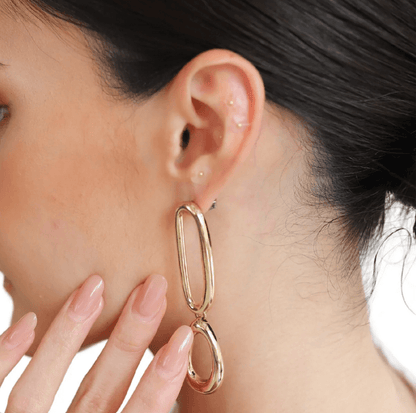 Muihood 24K Gold Plated Ear Seed Kit worn by a woman, showcasing elegant ear embellishments and modern luxury.