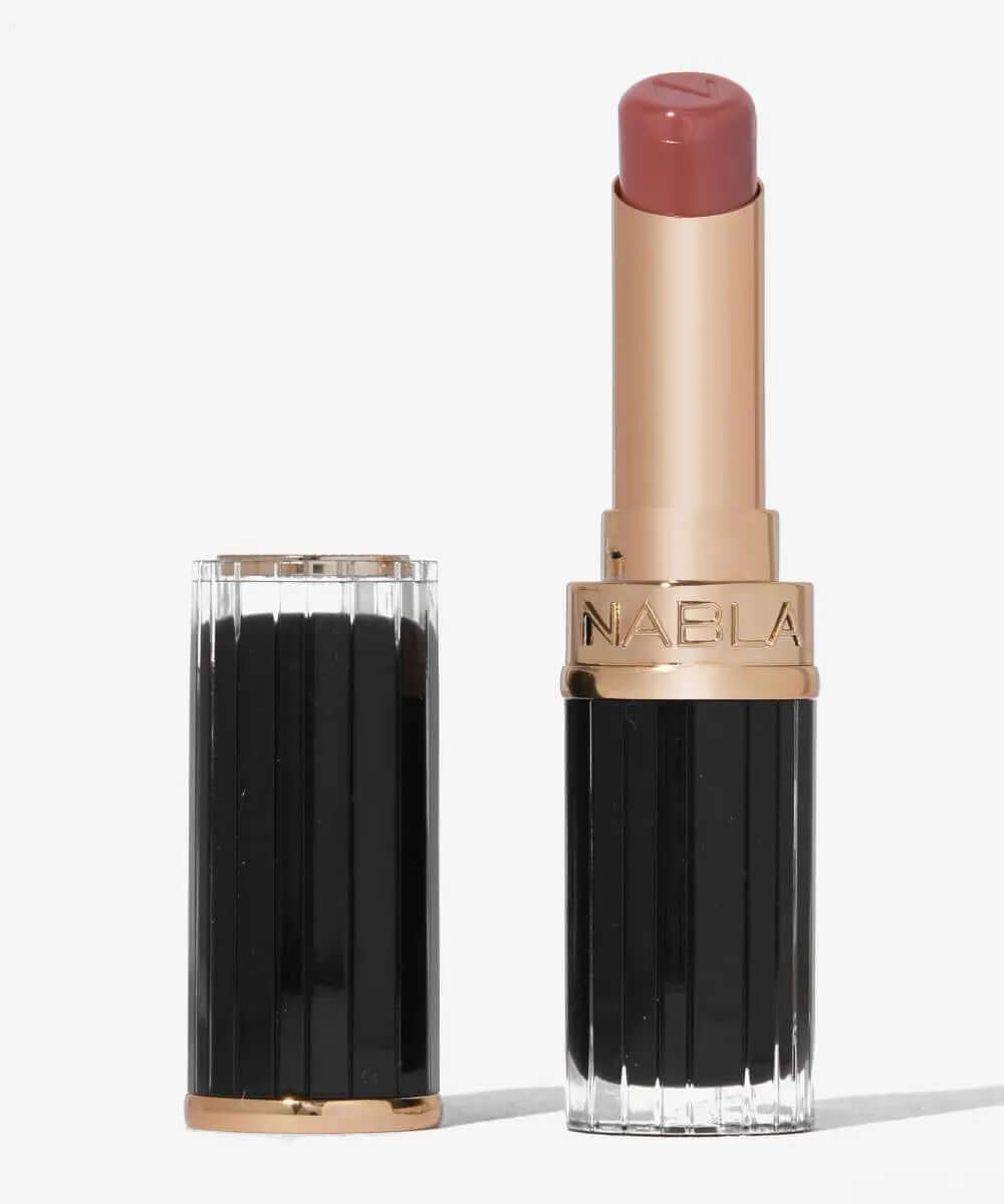 NABLA Beyond Jelly Lipsick in a sleek black case, showcasing a glossy jelly lipstick perfect for hydration and plumpness.