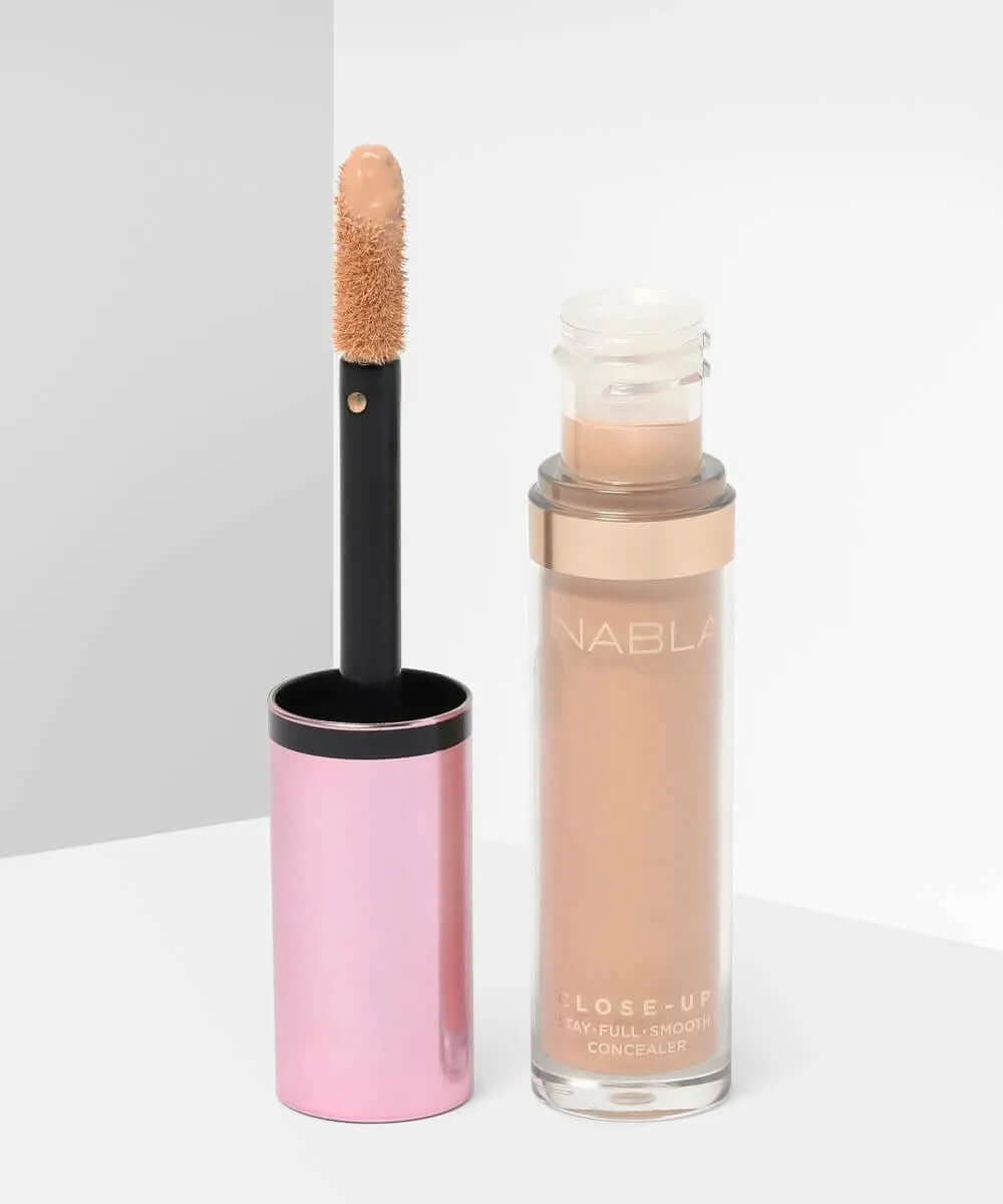 NABLA Close Up Concealer with applicator, showcasing its full-coverage formula in a sleek container.