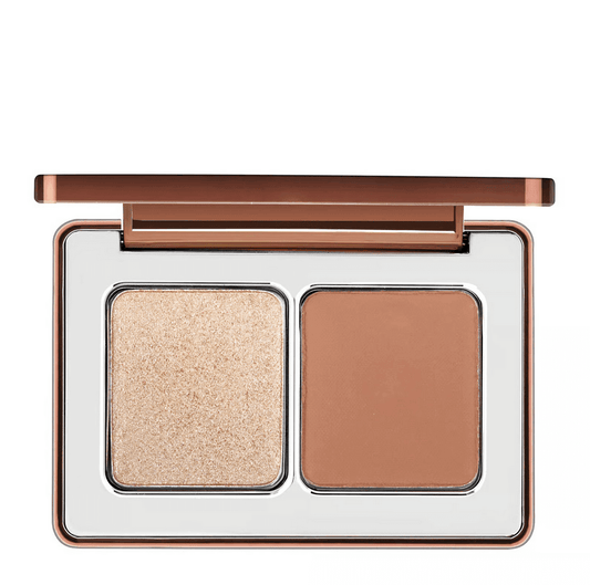 Natasha Denona Mini Bronze & Glow compact with bronzer and highlighter for radiant makeup looks.