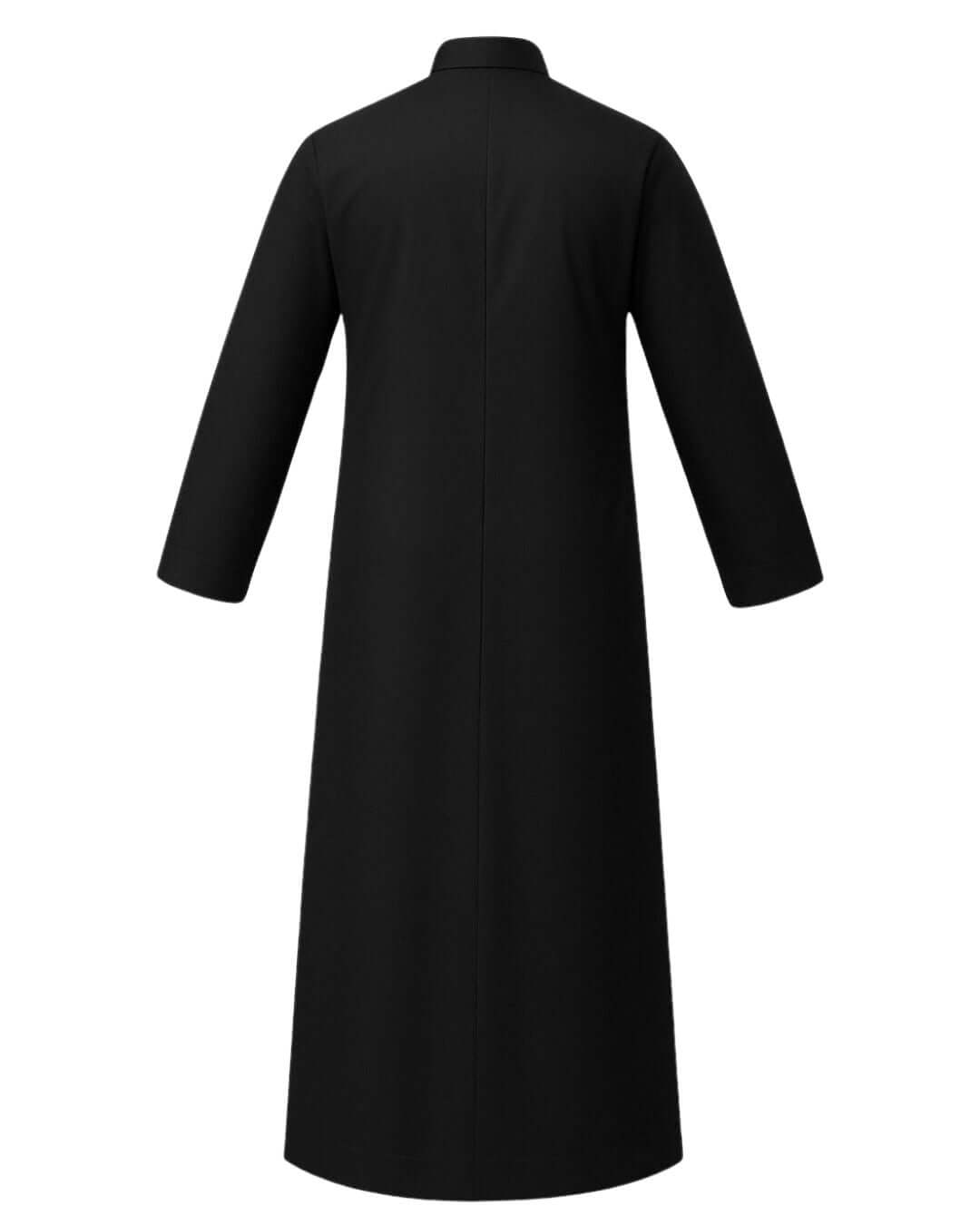 Back view of NED Contrast Collar Maxi Blazer Abaya, showcasing elegant black design and long sleeves.