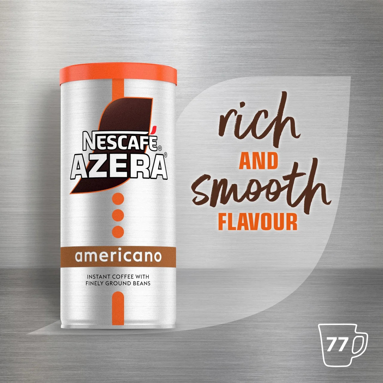 Nescafé Azera Americano coffee canister on a metallic background