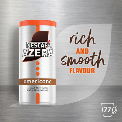 Nescafé Azera Americano coffee canister on a metallic background