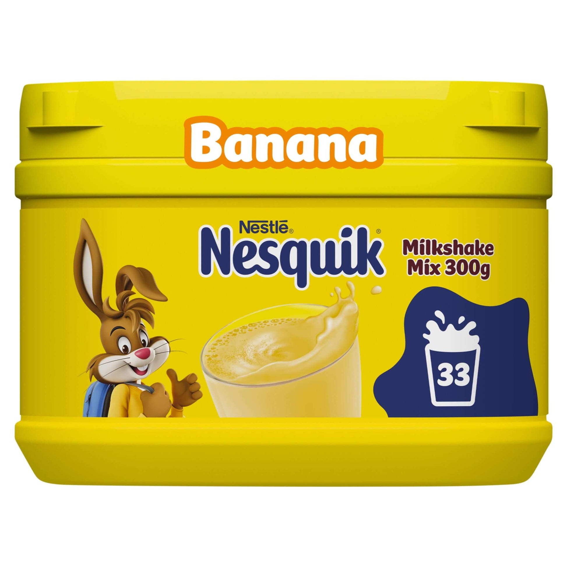 Nesquik Milkshake Powder 300g banana flavor, perfect for kids, gluten-free and packed with vitamins for healthy growth.