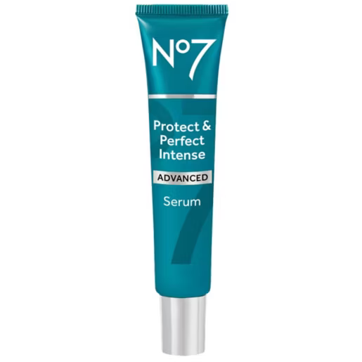 No7 Protect & Perfect Intense Advanced Serum tube on a white background