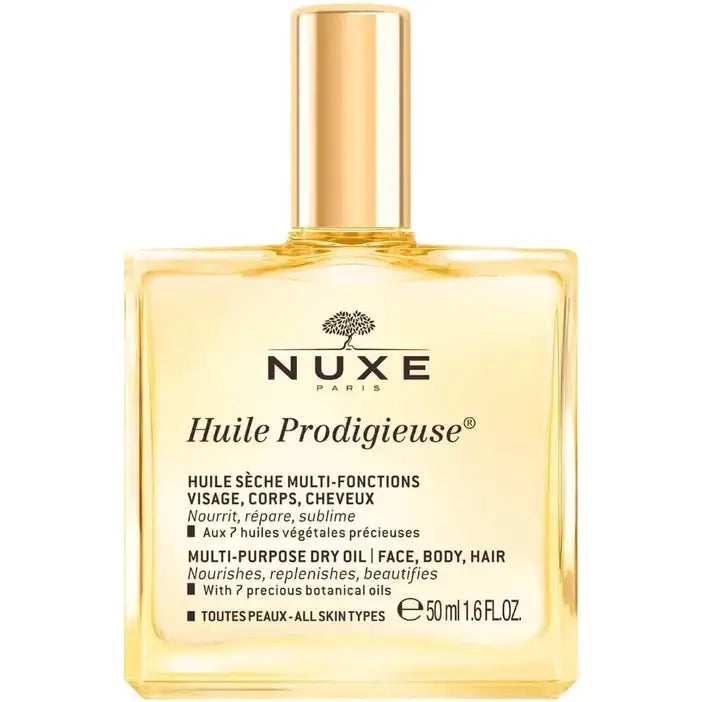 Nuxe Huile Prodigieuse multi-purpose dry oil bottle on a white background