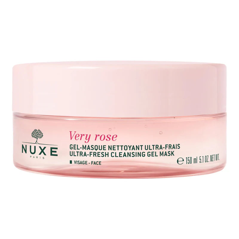 Nuxe Very Rose ultra-fresh cleansing gel mask jar on a white background