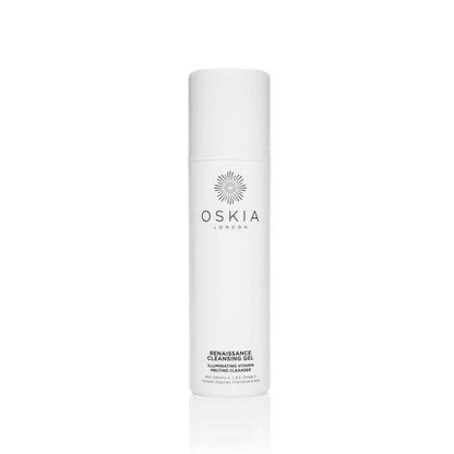 Oskia cleansing gel bottle on a white background