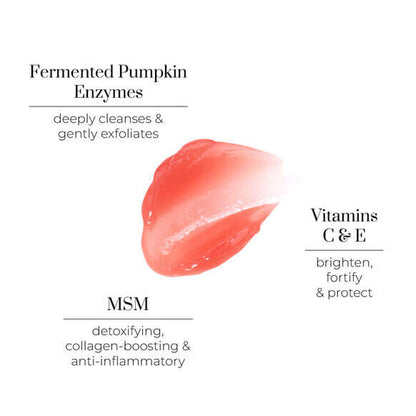 Oskia Product label with ingredients and their benefits on a white background