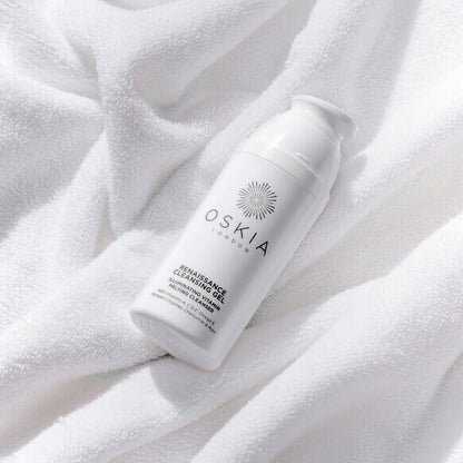 Oskia skincare product on a white towel