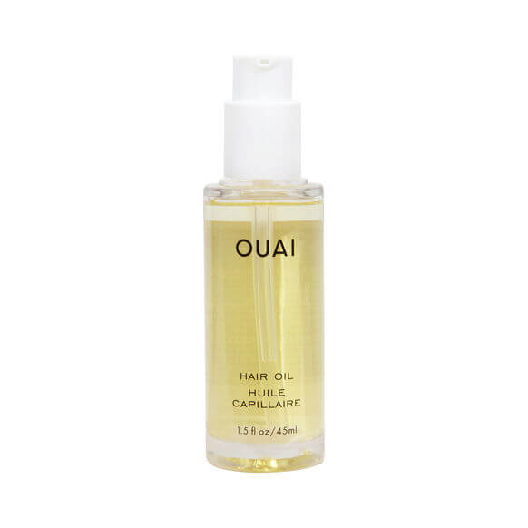 OUAI hair oil bottle on a white background