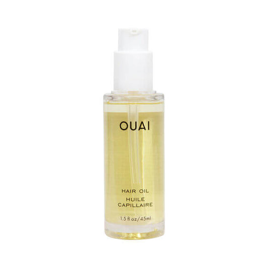 OUAI hair oil bottle on a white background