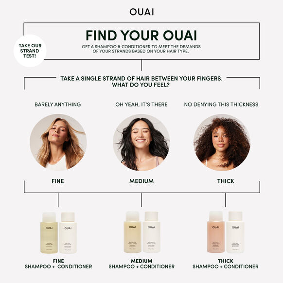 OUAI hair care product selection guide based on hair type