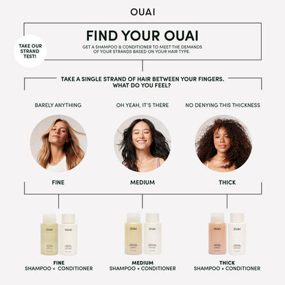 OUAI hair care product selection guide based on hair type