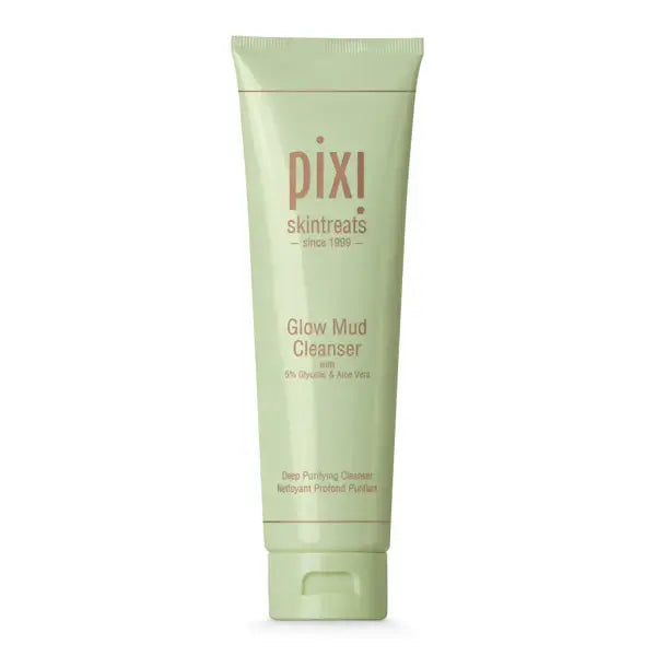 PIXI Glow Mud Cleanser tube 135ml, featuring 5% Glycolic Acid for radiant and revitalized skin.