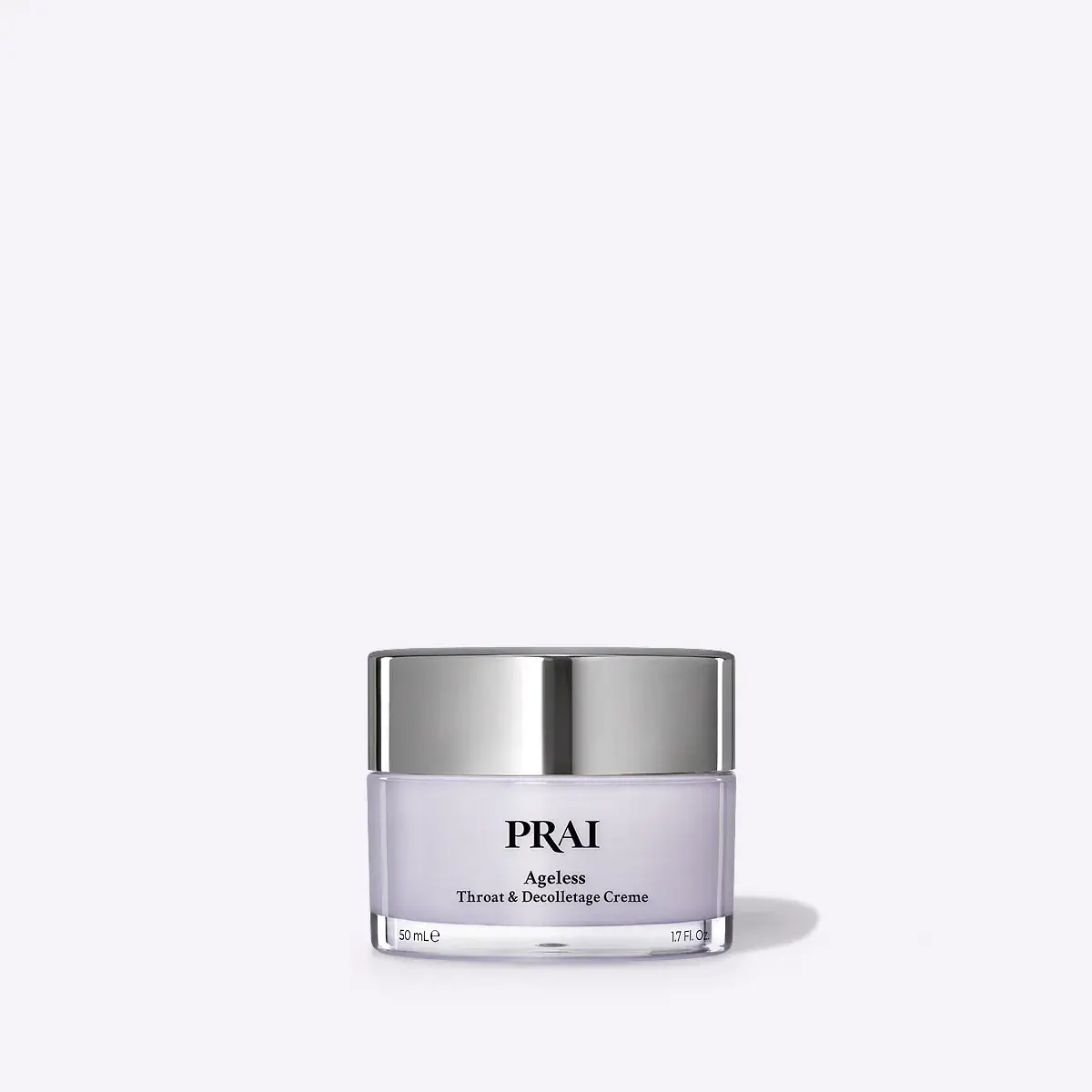 PRAI skincare cream jar on a white background