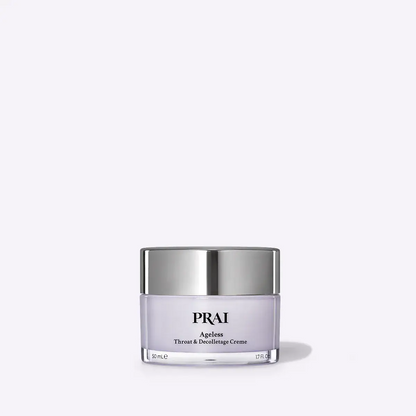 PRAI skincare cream jar on a white background
