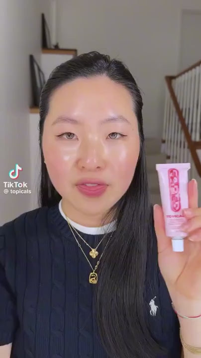 Faded Brightening + Clearing Serum For Dark Spots + Uneven Skintone shown by a woman in a TikTok video.