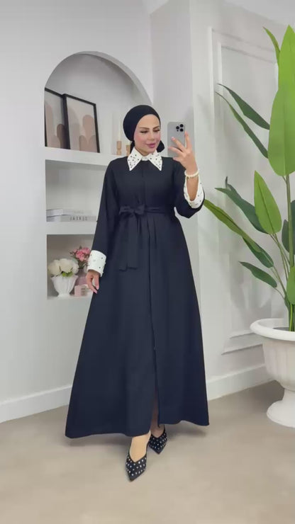 NED Collar Dress with Rhinestones