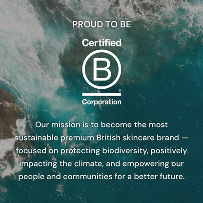 ELEMIS Certified B Corporation logo with ocean background