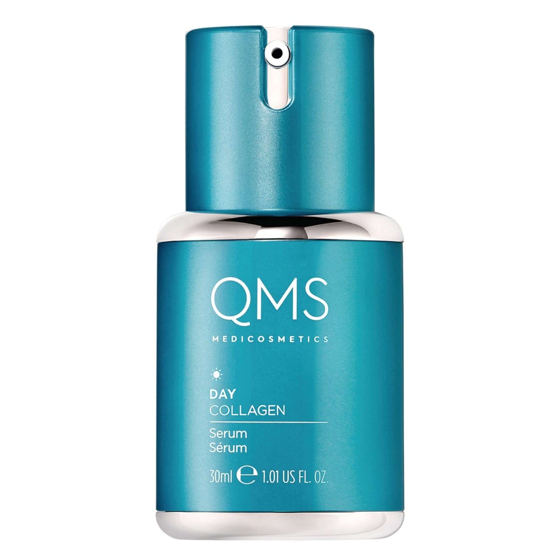 QMS Medicosmetics Day Collagen Serum 30ml bottle for radiant, youthful skin and advanced collagen technology.