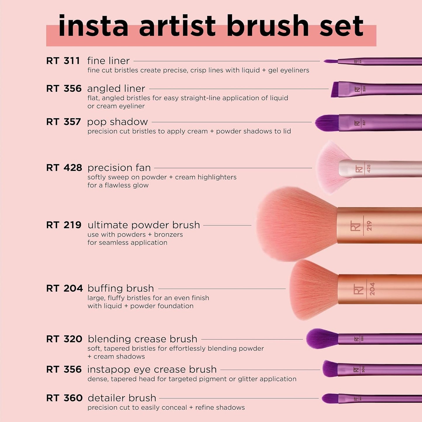 Real Techniques Insta Artist 9 Piece Makeup Brush Set