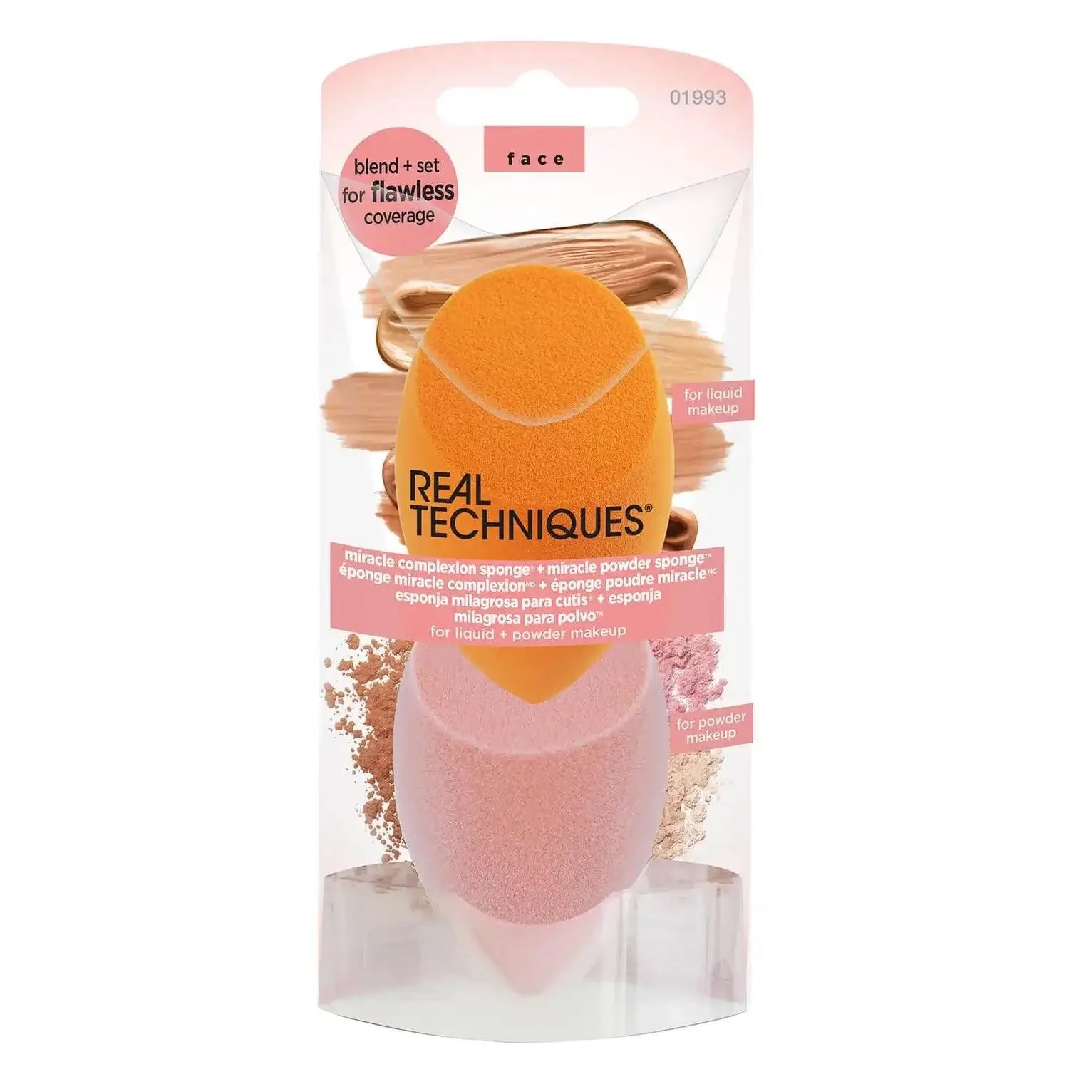 Real Techniques Miracle Complexion and Powder Sponge set for flawless makeup application.