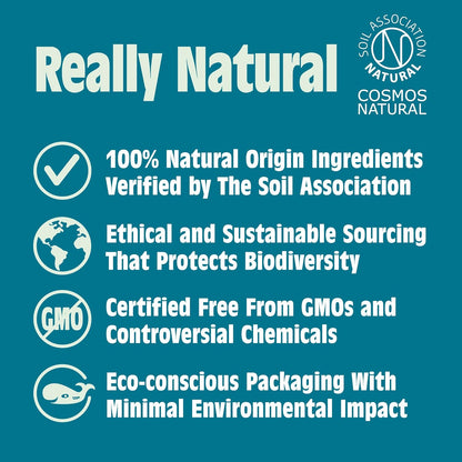 Promotional graphic for Salt of the Earth 'Really Natural' with Soil Association certification on a teal background.