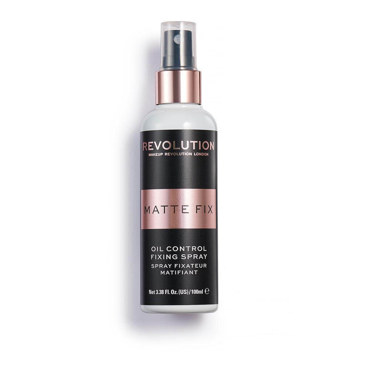 Revolution Matte Fix Oil Control Setting Spray 100ml for a shine-free, matte finish and long-lasting makeup hold.