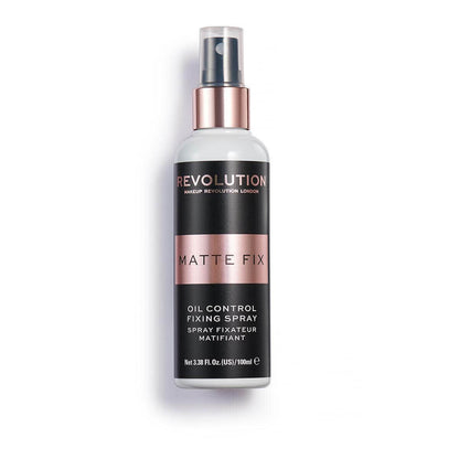 Revolution Matte Fix Oil Control Setting Spray 100ml for a shine-free, matte finish and long-lasting makeup hold.