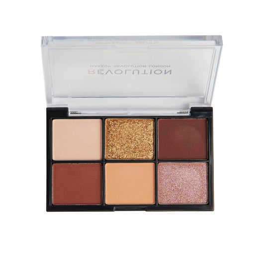 Revolution Mini Reloaded Velvet Rose Eyeshadow Palette featuring 6 rich shades for travel-ready makeup on-the-go.