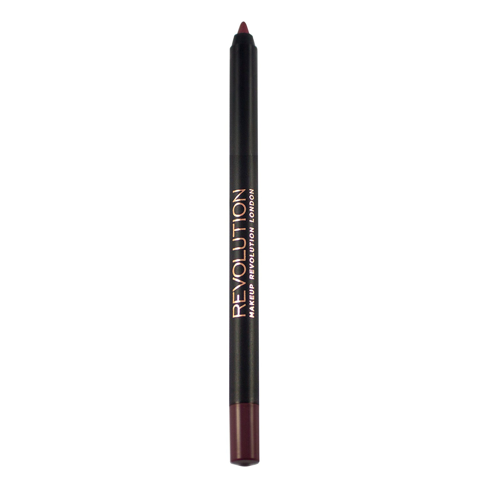 Makeup Revolution Metallic Luxe Kits lip liner in deep burgundy shade, perfect for creating defined lips.