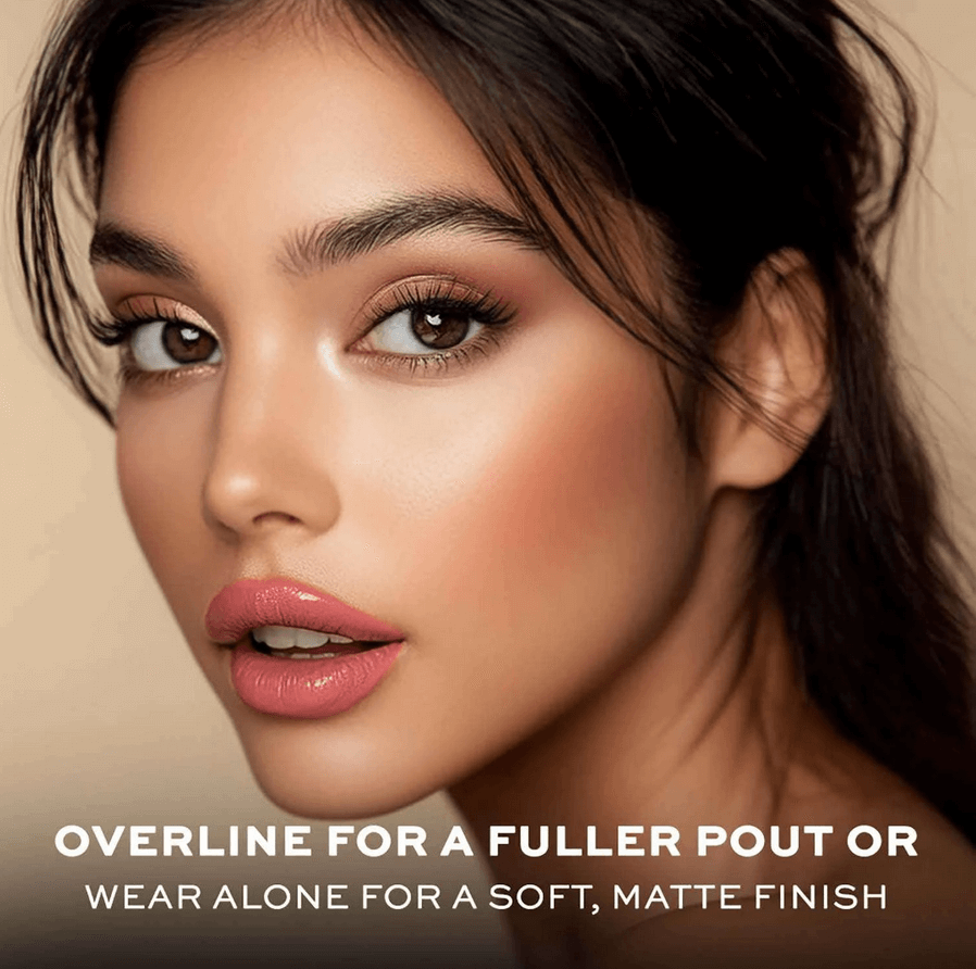 Close-up of a woman's face with Revolution makeup text overlay